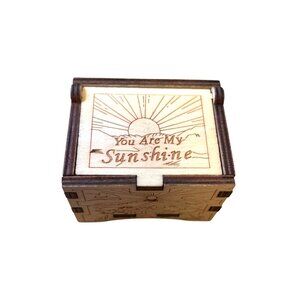 Hand-Crank Wooden Music Box With "You Are My Sunshine" Design & Song